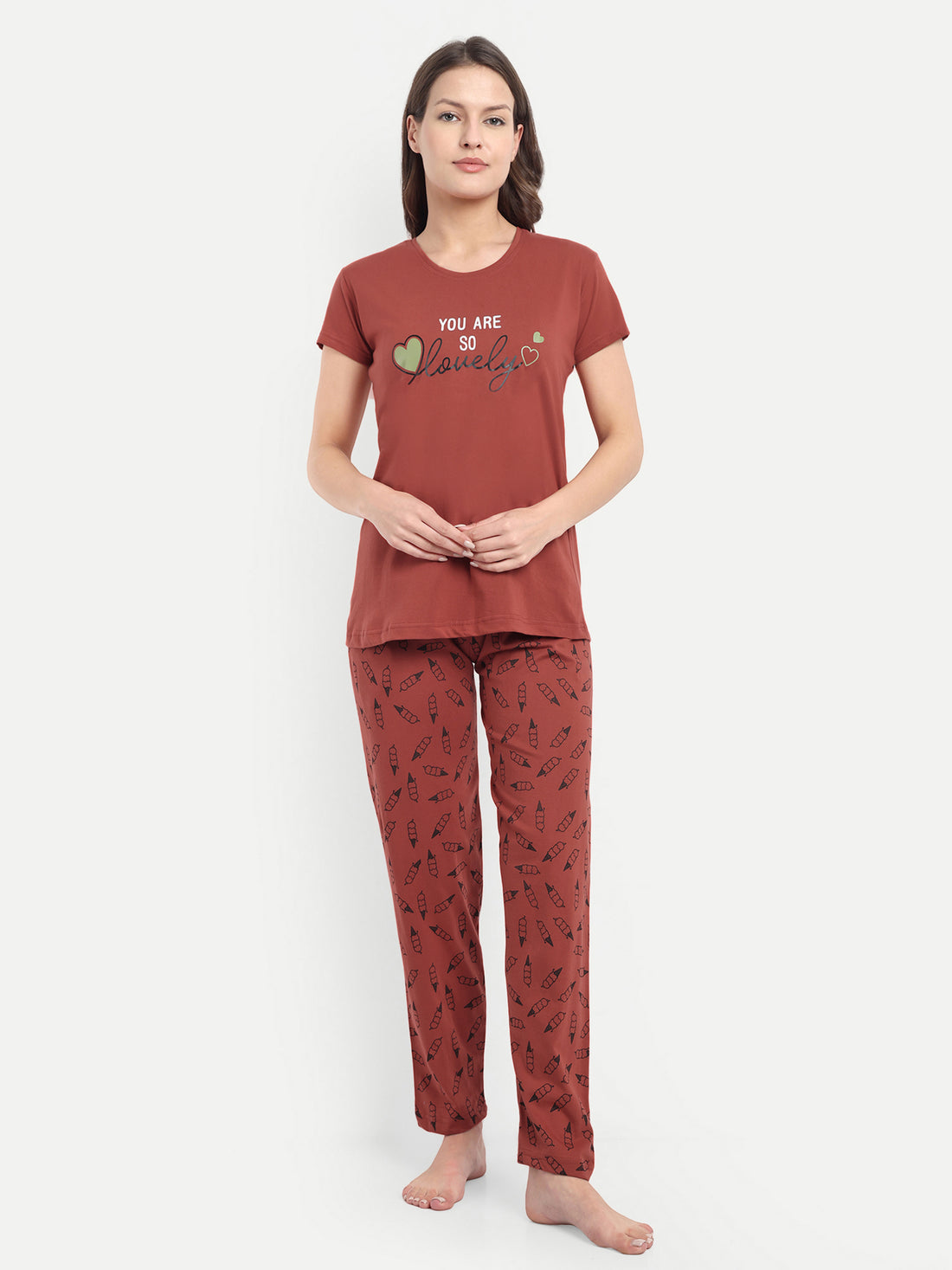 Mushy Mod Women's Cotton Printed Night Suit Set of T-shirt & Pyjama