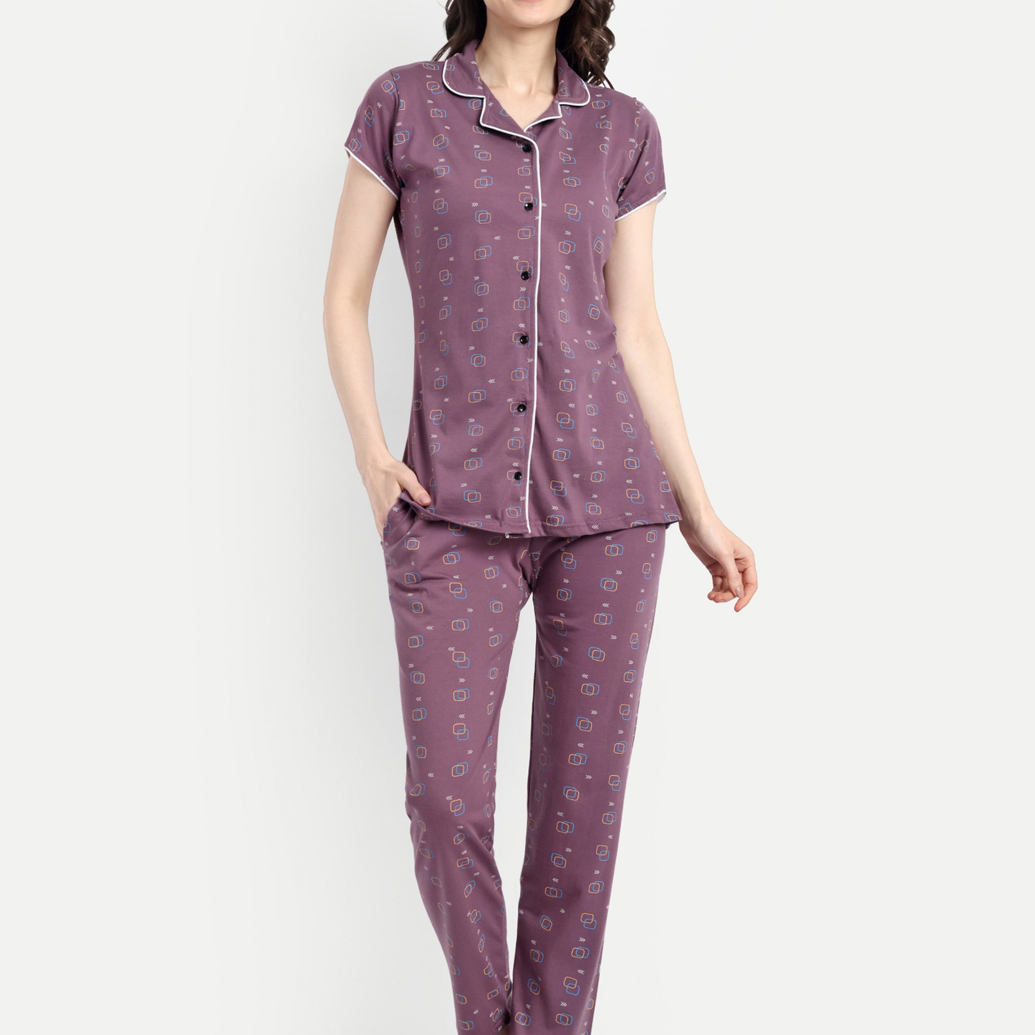 Women's Cotton Square Night Suit Set